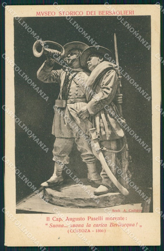 Militari II Reggimento Bersaglieri Custoza Paselli cartolina XF1187 – fronte