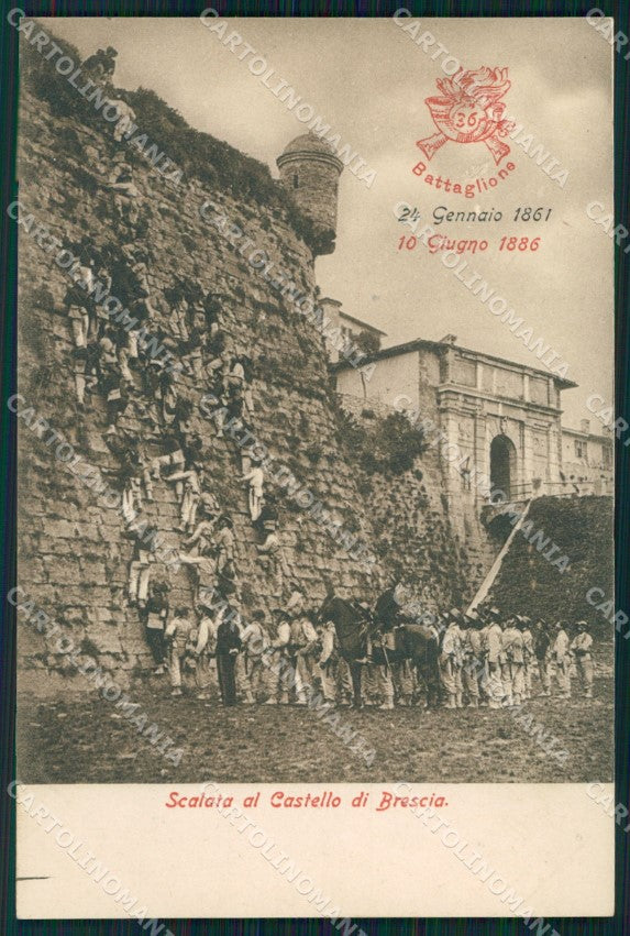 Militari 36º Battaglione Bersaglieri Castello Brescia cartolina XF1192 – fronte