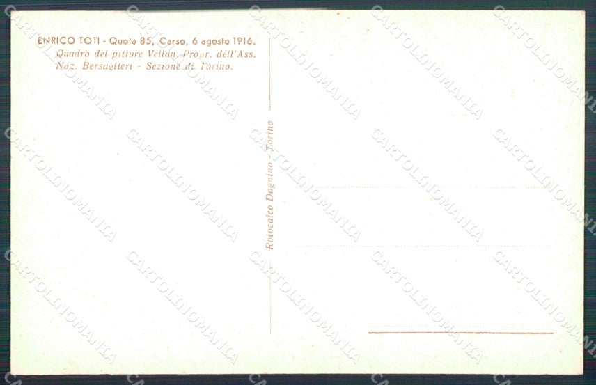 Militari Enrico Toti Bersaglieri Carso Vellan cartolina XF1196 – retro