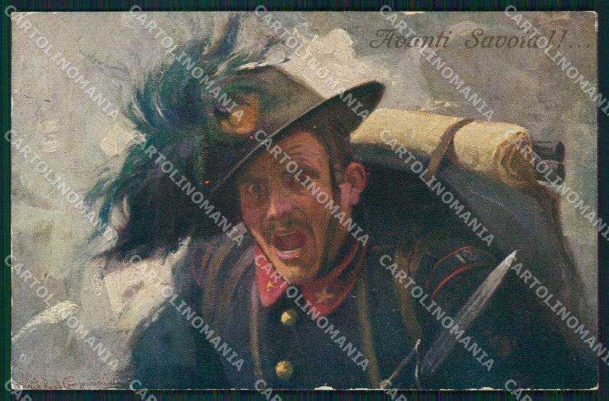 Militari Bersaglieri Campestrini cartolina XF1214 – fronte