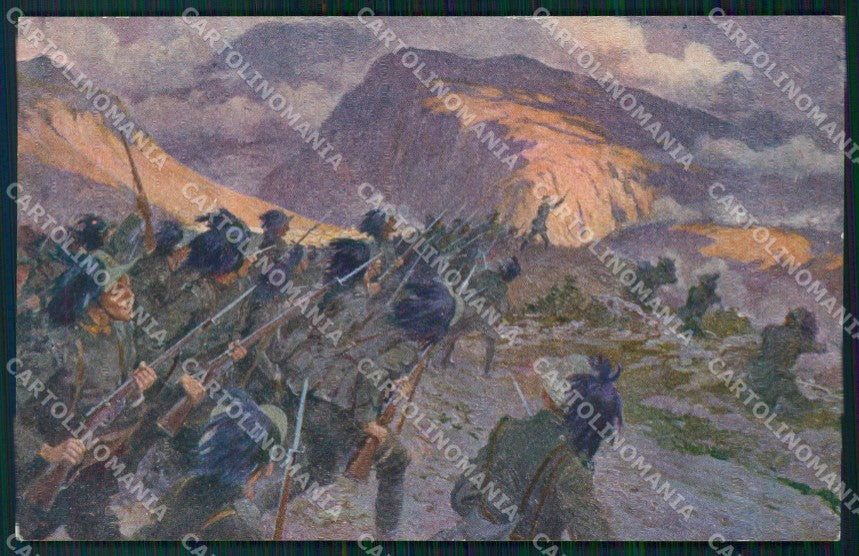 Militari Propaganda WWI Bersaglieri Passo Valle Inferno D'Amato cartolina XF1220 – fronte