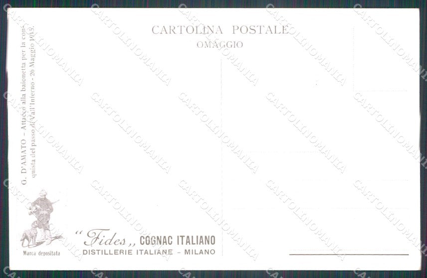 Militari Propaganda WWI Bersaglieri Passo Valle Inferno D'Amato cartolina XF1220 – retro