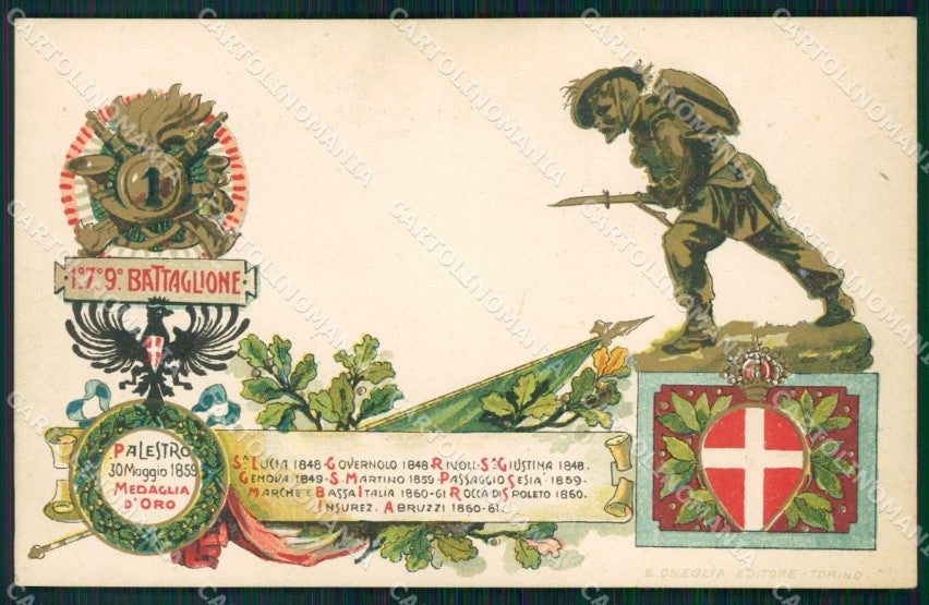 Militari I Reggimento Bersaglieri I VII IX Battaglione Spoleto cartolina XF1223 – fronte