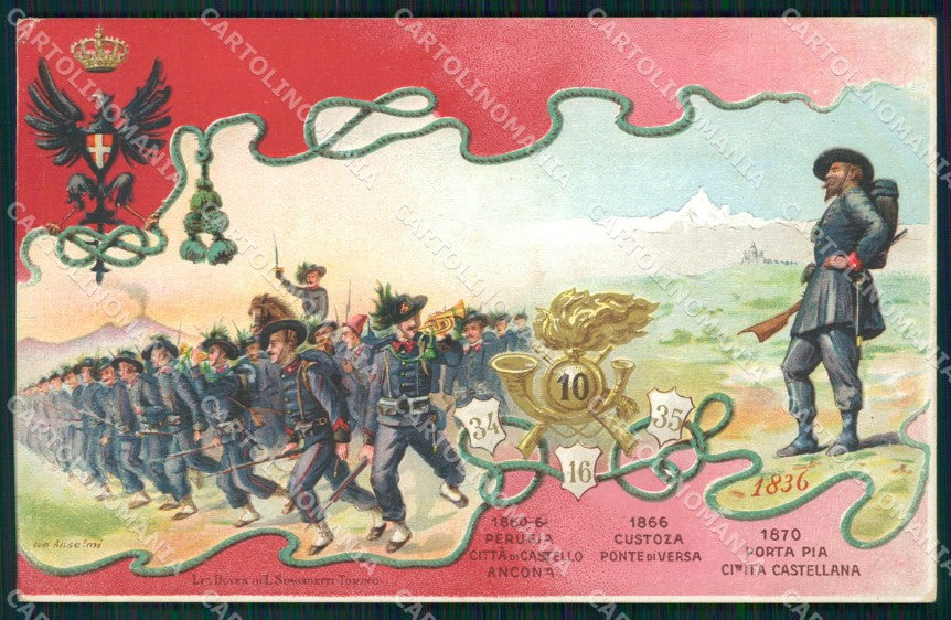 Militari X Regg Bersaglieri 34º 16º 35º Batt Civita Castellana cartolina XF1227 – fronte