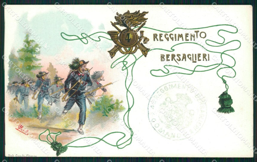 Militari IV Reggimento Bersaglieri cartolina XF1237 – fronte