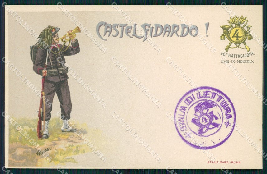 Militari IV Reggimento Bersaglieri Castelfidardo 26º Batt cartolina XF1244 – fronte