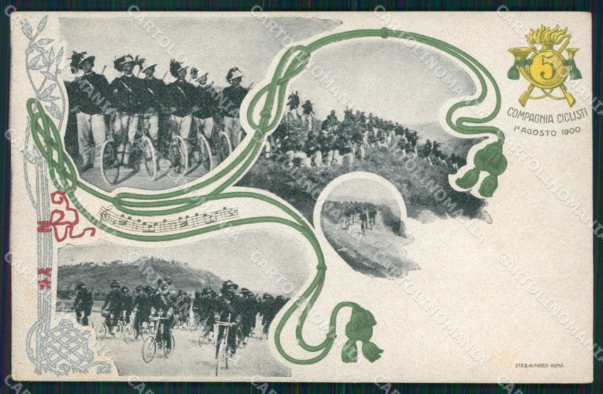 Militari V Reggimento Bersaglieri Compagnia Ciclisti cartolina XF1250 – fronte