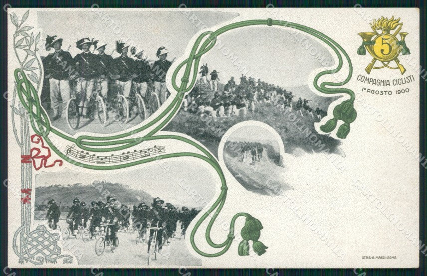 Militari V Reggimento Bersaglieri Compagnia Ciclisti cartolina XF1253 – fronte