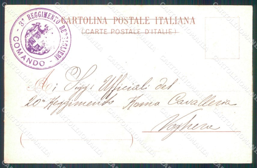 Militari III Reggimento Bersaglieri Borgo Levico Roma PIEGA cartolina XF1262 – retro