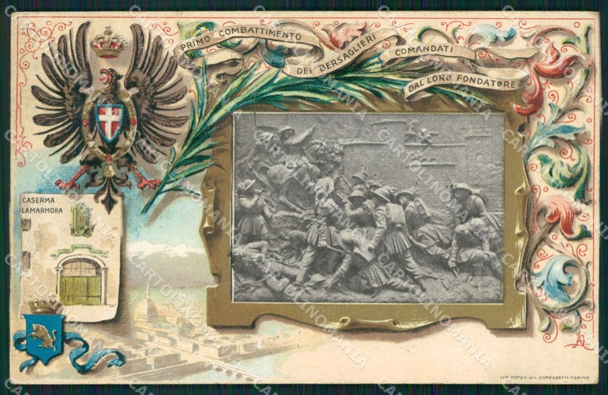 Militari I Combattimento Bersaglieri Caserma La Marmora Torino cartolina XF1279 – fronte