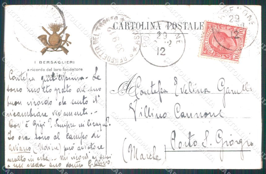 Militari I Combattimento Bersaglieri Caserma La Marmora Torino cartolina XF1279 – retro