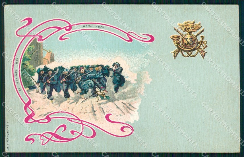 Militari 33º Battaglione Bersaglieri cartolina XF1282 – fronte