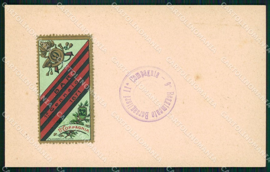 Militari IX Reggimento Bersaglieri 11ª Compagnia Bari cartolina XF1288 – fronte
