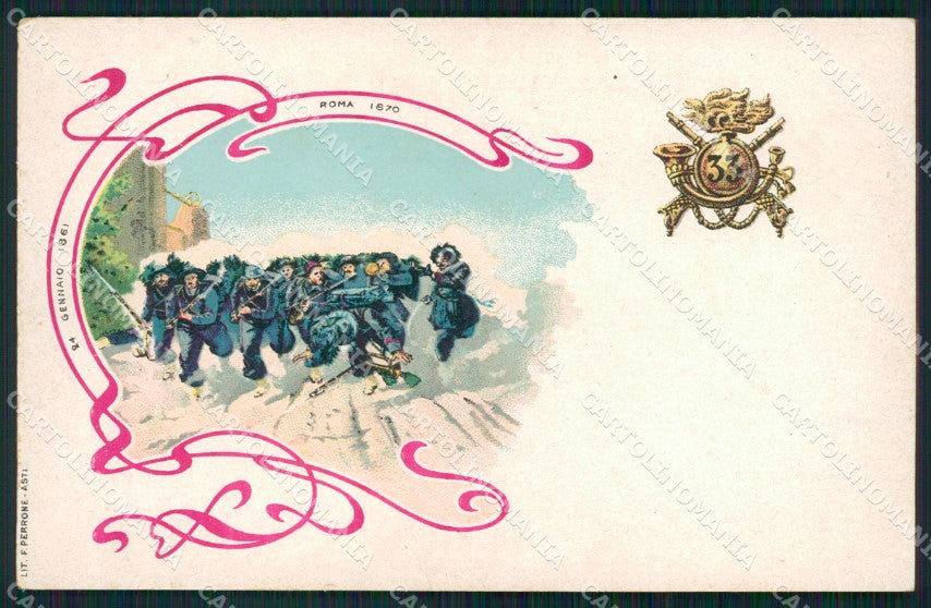 Militari 33º Battaglione Bersaglieri Roma cartolina XF1309 – fronte
