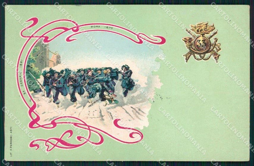 Militari 33º Battaglione Bersaglieri Roma cartolina XF1311 – fronte