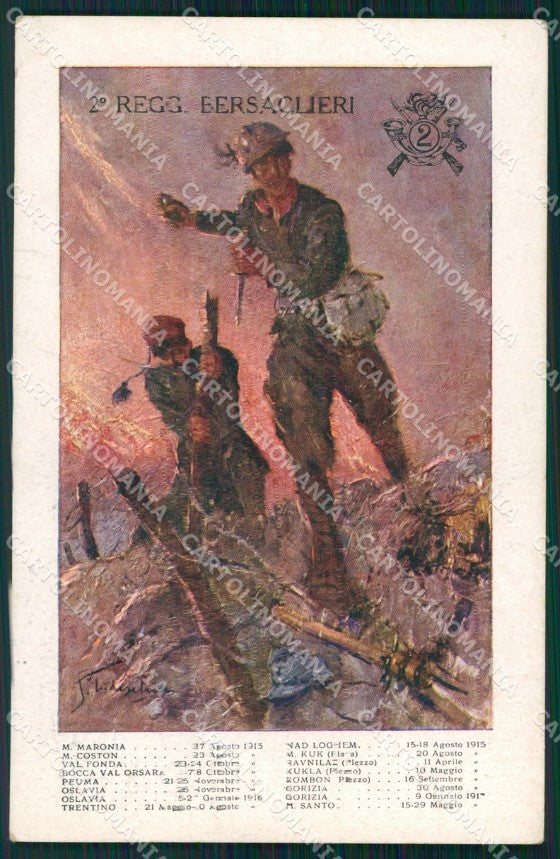 Militari II Reggimento Bersaglieri cartolina XF1331 – fronte