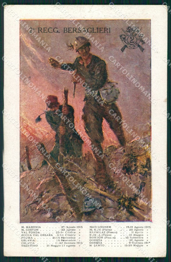 Militari II Reggimento Bersaglieri cartolina XF1332 – fronte