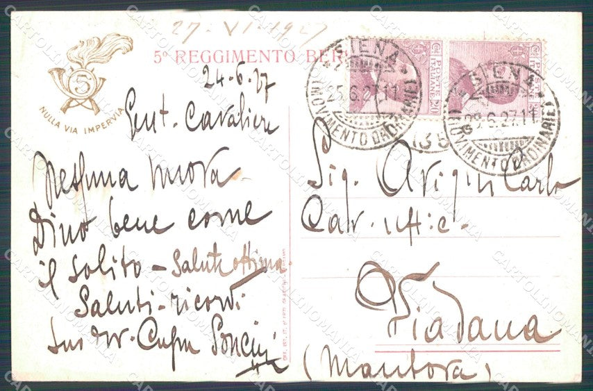 Militari V Reggimento Bersaglieri cartolina XF1334 – retro