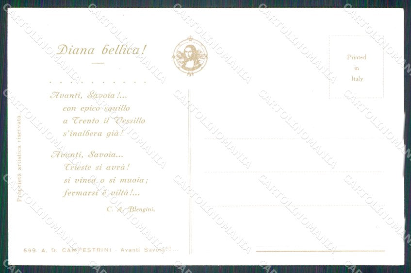 Militari Propaganda WWI Bersaglieri Blengini Campestrini cartolina XF1347 – retro