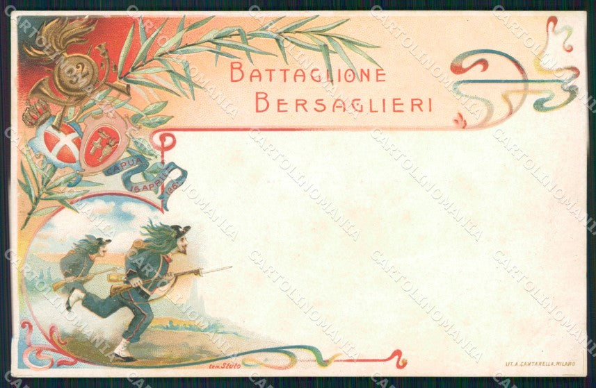 Militari 32º Battaglione Bersaglieri Capua cartolina XF1348 – fronte