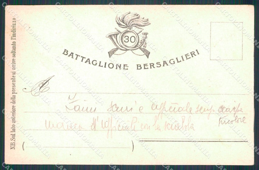 Militari 30º Battaglione Bersaglieri Capua Monte Croce Custoza cartolina XF1353 – retro