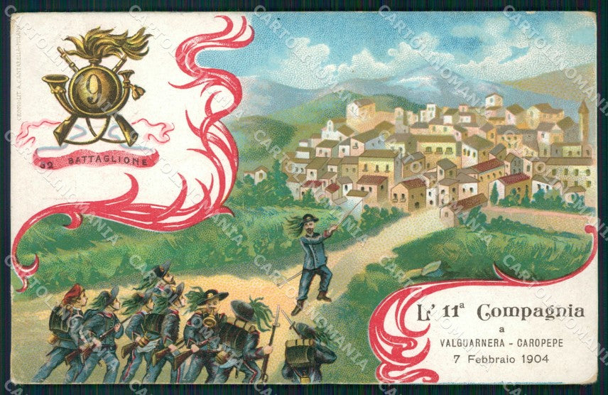 Militari IX Regg Bersaglieri 32º Batt 11º Compagnia Valguarnera cartolina XF1357 – fronte