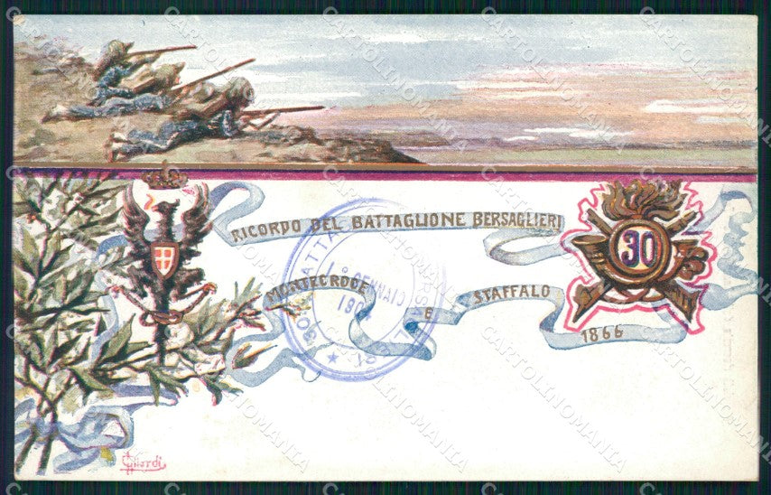 Militari 30º Battaglione Bersaglieri Gilardi cartolina XF1366 – fronte