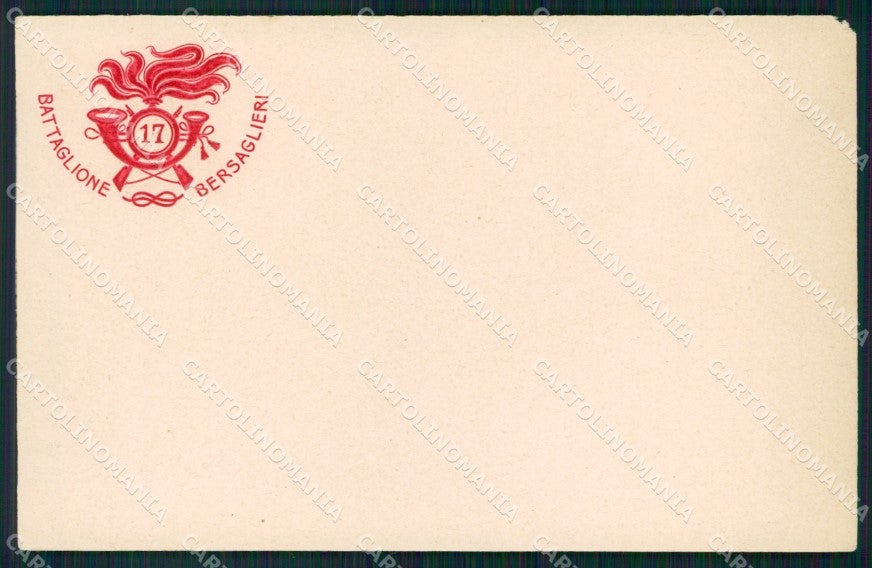 Militari II Reggimento XVII Battaglione Bersaglieri ABRASA cartolina XF1375 – fronte