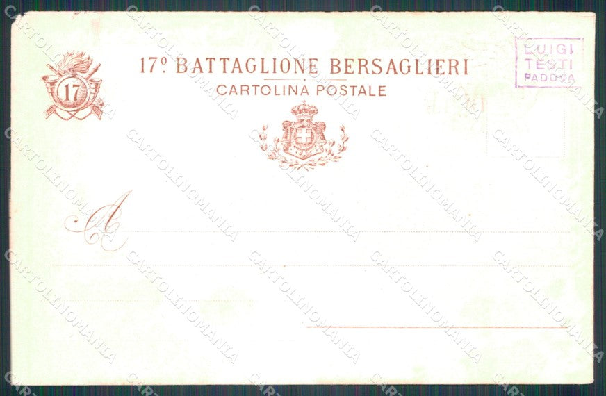 Militari II Reggimento XVII Battaglione Bersaglieri ABRASA cartolina XF1375 – retro