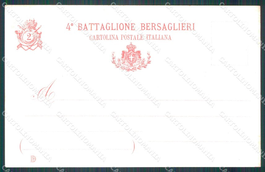 Militari II Reggimento IV Battaglione Bersaglieri cartolina XF1383 – retro