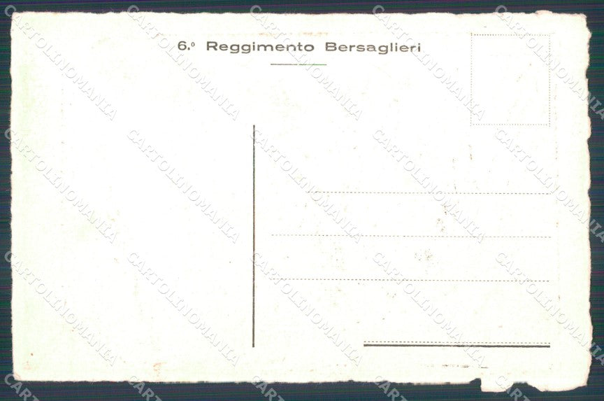 Militari VI Reggimento Reggimento Bersaglieri Bascarelli cartolina XF1395 – retro