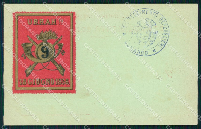 Militari IX Reggimento Bersaglieri cartolina XF1409 – fronte