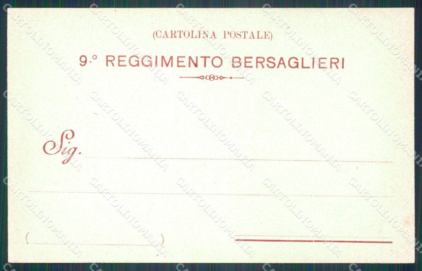 Militari IX Reggimento Bersaglieri cartolina XF1409 – retro