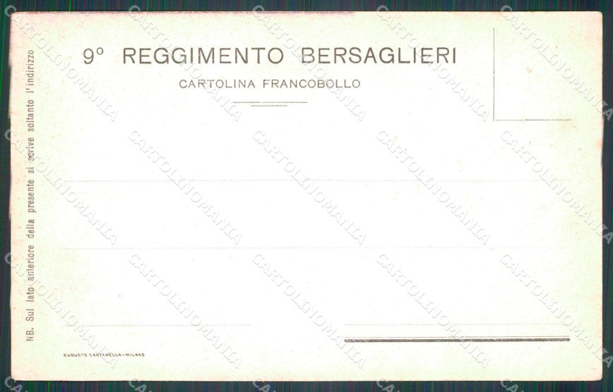 Militari IX Reggimento Bersaglieri cartolina XF1410 – retro