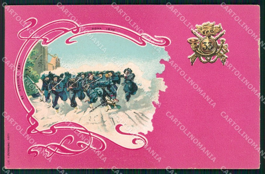 Militari 33º Battaglione Bersaglieri cartolina XF1413 – fronte