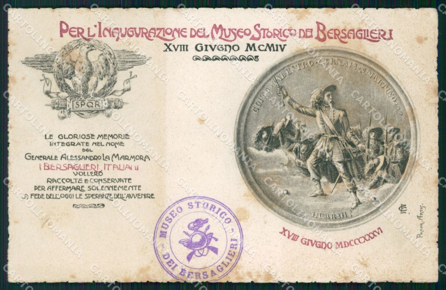 Militari Inaugurazione del Museo Storico dei Bersaglieri cartolina XF1427 – fronte