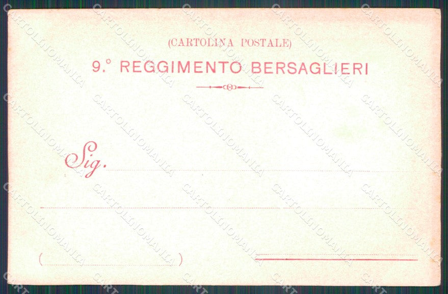 Militari IX Reggimento Bersaglieri cartolina XF1428 – retro