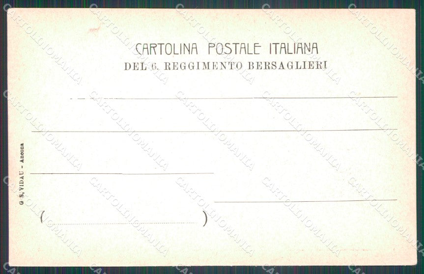 Militari VI Reggimento Bersaglieri 6º 13º 19º Battaglione cartolina XF1435 – retro