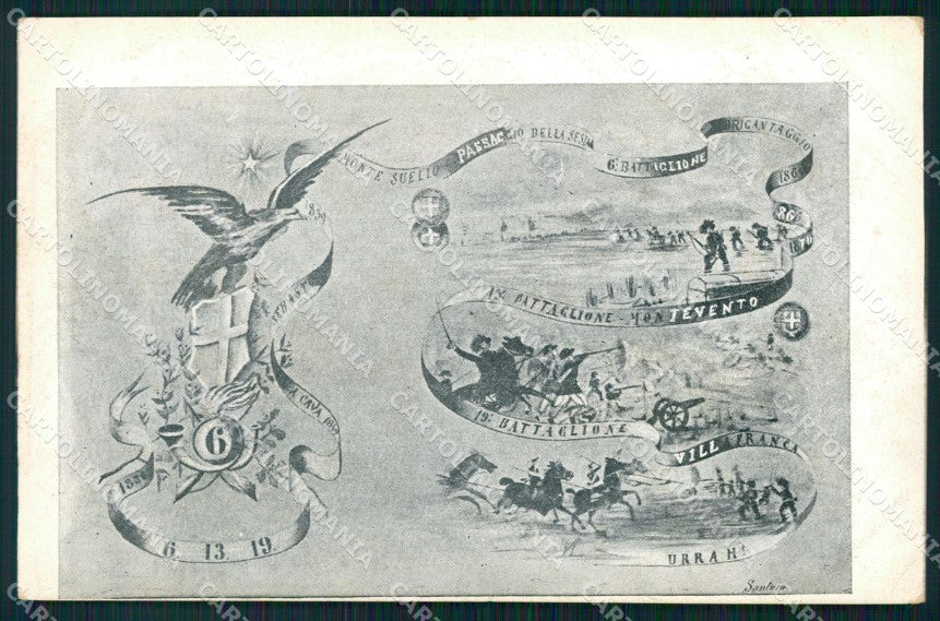 Militari VI Reggimento Bersaglieri 6º 13º 19º Battaglione cartolina XF1436 – fronte