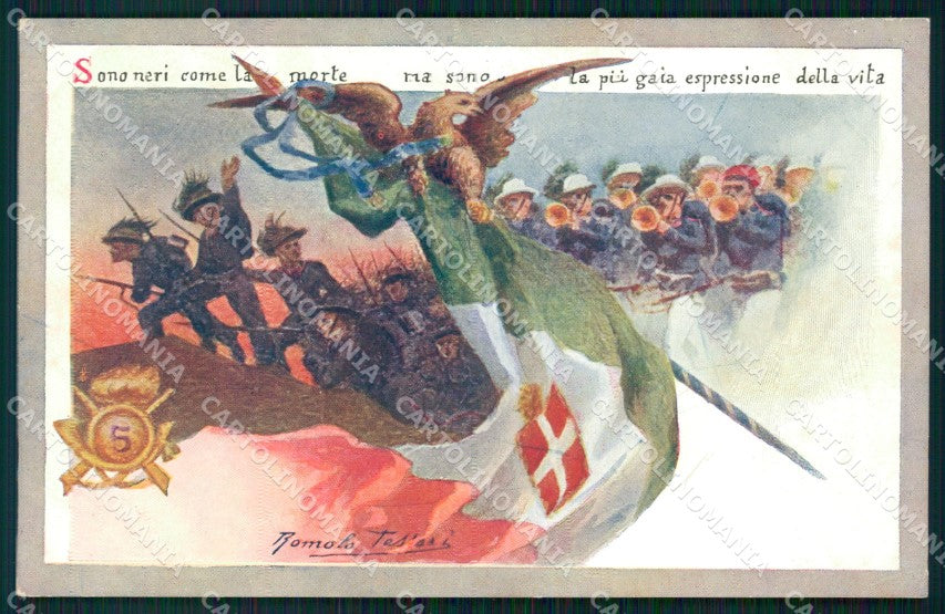 Militari Esercito Bersaglieri Tessari cartolina XF1437 – fronte