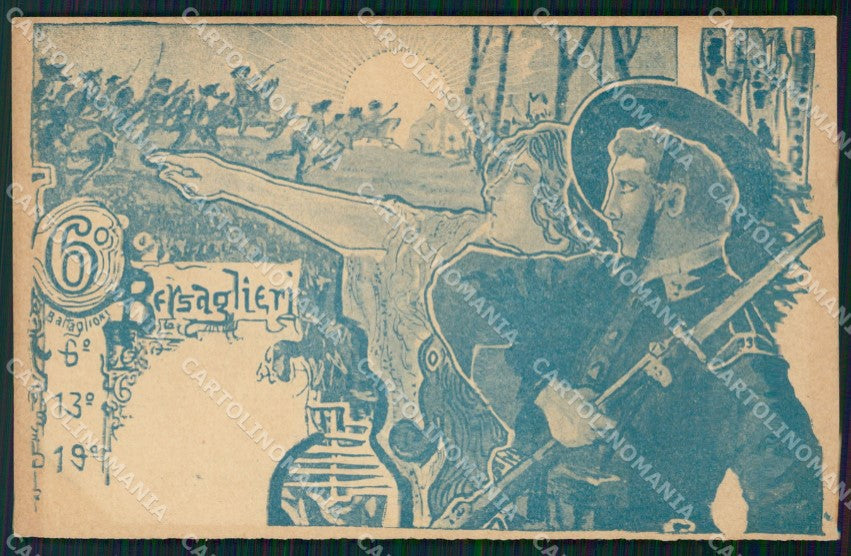 Militari VI Regg Bersaglieri 6º 13º 19º Batt Campo di Percola cartolina XF1446 – fronte