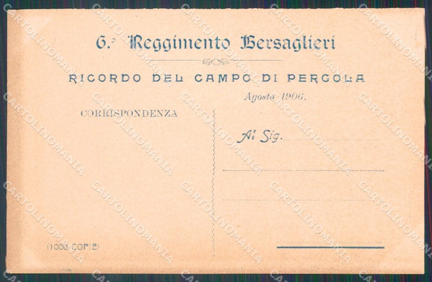 Militari VI Regg Bersaglieri 6º 13º 19º Batt Campo di Percola cartolina XF1446 – retro