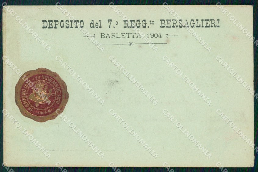 Militari Deposito VII Reggimento Bersaglieri Barletta cartolina XF1447 – fronte