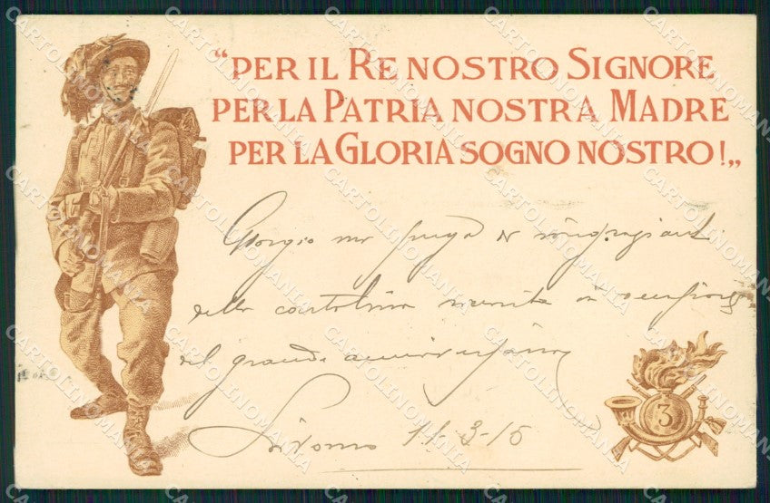 Militari III Reggimento Bersaglieri cartolina XF1449 – fronte