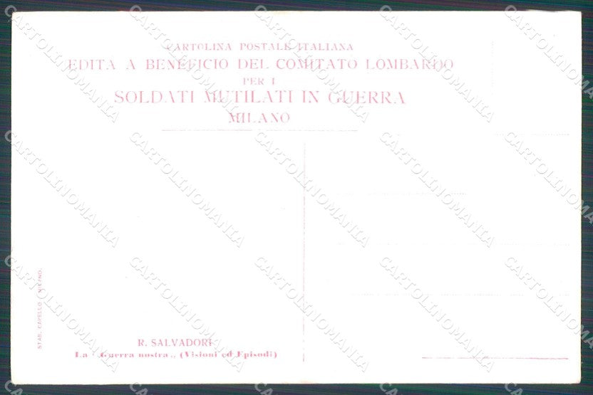 Militari Propaganda WWI Bersaglieri Salvadori cartolina XF1458 – retro
