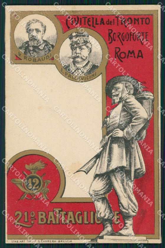 Militari 12º Regg Bersaglieri 21º Battaglione Civitella Tronto cartolina XF1469 – fronte