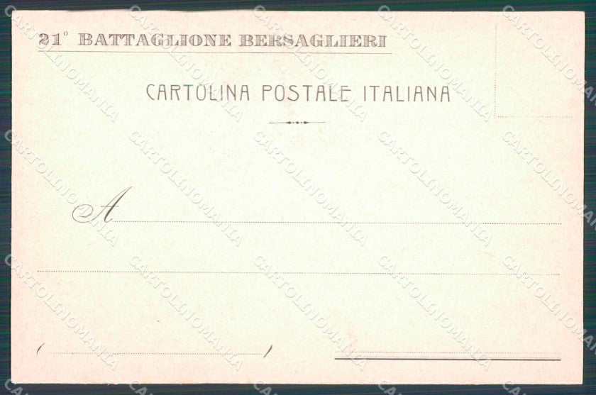 Militari 12º Regg Bersaglieri 21º Battaglione Civitella Tronto cartolina XF1469 – retro