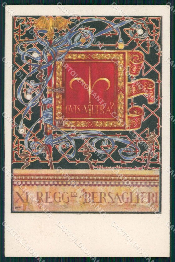 Militari XI Reggimento Bersaglieri Mario Mona cartolina XF1471 – fronte
