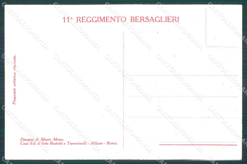 Militari XI Reggimento Bersaglieri Mario Mona cartolina XF1471 – retro
