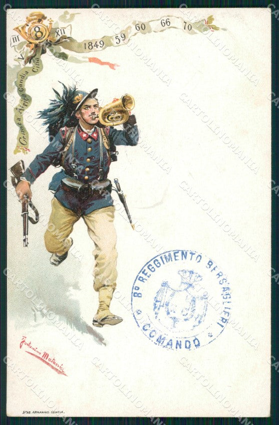 Militari VIII Reggimento Bersaglieri Crimea Cina Africa cartolina XF1478 – fronte